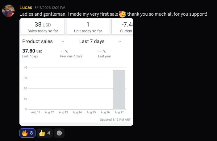 Lucas - First ever sale