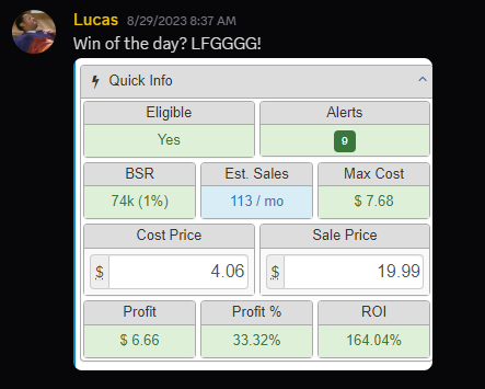 Lucas - 164% ROI find