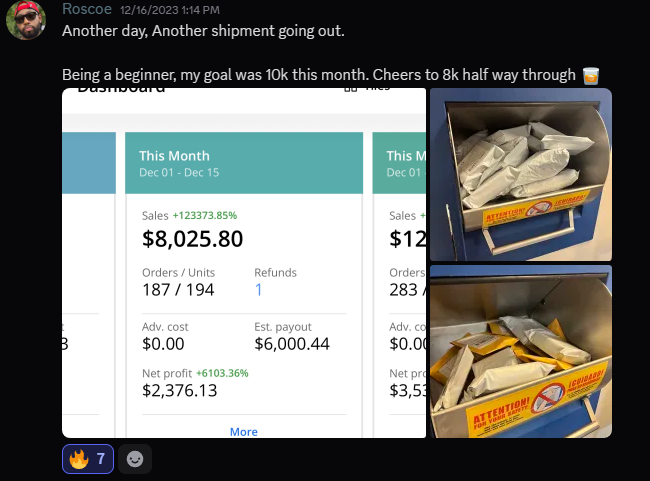 Roscoe - $8K first month as beginner